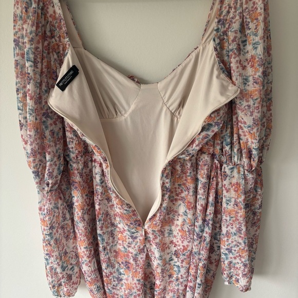 Pretty Little Thing Maternity Pink Floral Plisse Mini Dress Long Sleeve Fitted - Picture 12 of 14